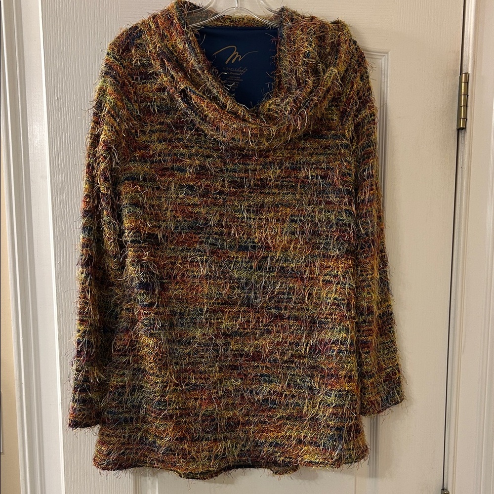 Miraclesuit Multicolor Fuzzy Cowl Neck Sweater